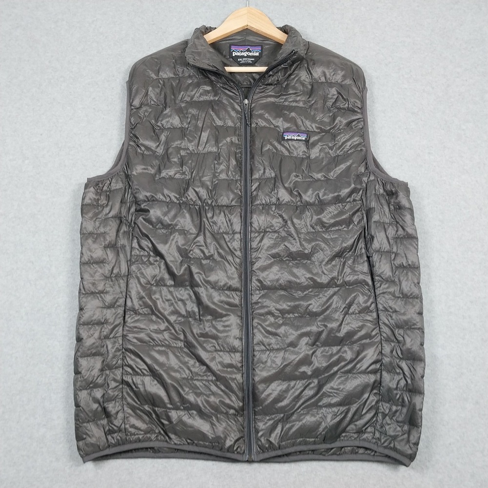 Patagonia Micro Puff Vest Mens XXL Gray Insulated Primaloft Zip Quilted Hiking